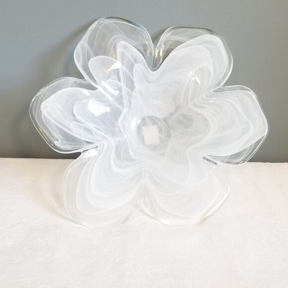 Vintage Obestdorfer Glashutte Mundgeblasen Open Flower Blown Glass Art Bowl Dish - Picture 8 of 16